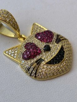 Real Solid 925 Silver Hip Hop Cat Heart Love Emoji Pendant Necklace Iced Gold -Harlem Bling Shop harlembling real solid 925 silver hip hop cat heart love emoji pendant necklace iced gold 35681.1664387443