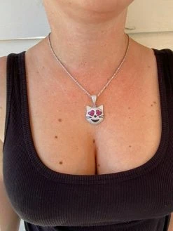 Real Solid 925 Silver Hip Hop Cat Heart Love Emoji Pendant Necklace Iced Gold -Harlem Bling Shop harlembling real solid 925 silver hip hop cat heart love emoji pendant necklace iced gold 46808.1664395617