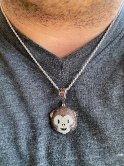 Real Solid 925 Silver Hip Hop Monkey Face Emoji Pendant Necklace Iced Gold 19 Real Solid 925 Silver Hip Hop Monkey Face Emoji Pendant Necklace Iced Gold -Harlem Bling Shop harlembling real solid 925 silver hip hop monkey face emoji pendant necklace iced gold 42002.1664377043