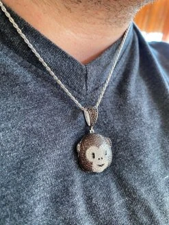 Real Solid 925 Silver Hip Hop Monkey Face Emoji Pendant Necklace Iced Gold 18 Real Solid 925 Silver Hip Hop Monkey Face Emoji Pendant Necklace Iced Gold -Harlem Bling Shop harlembling real solid 925 silver hip hop monkey face emoji pendant necklace iced gold 61532.1664387532