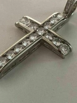 Real Solid 925 Silver Icy Channel Set Tennis Cross Diamond W. Chain Men's ICED 21 Real Solid 925 Silver Icy Channel Set Tennis Cross Diamond W. Chain Men's ICED -Harlem Bling Shop harlembling real solid 925 silver icy channel set tennis cross diamond w chain mens iced 06066.1664380465