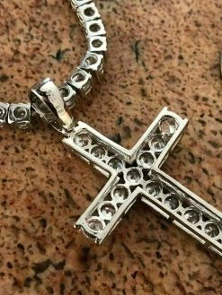 Real Solid 925 Silver Icy Channel Set Tennis Cross Diamond W. Chain Men's ICED 15 Real Solid 925 Silver Icy Channel Set Tennis Cross Diamond W. Chain Men's ICED -Harlem Bling Shop harlembling real solid 925 silver icy channel set tennis cross diamond w chain mens iced 23795.1664376117
