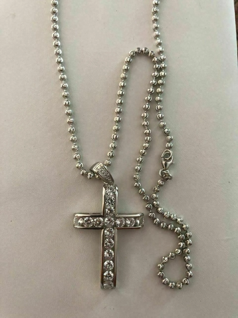 Real Solid 925 Silver Icy Channel Set Tennis Cross Diamond W. Chain Men's ICED 11 Real Solid 925 Silver Icy Channel Set Tennis Cross Diamond W. Chain Men's ICED - Image 9