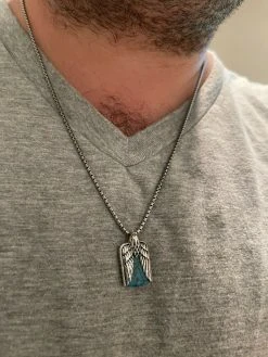 Real Solid 925 Silver Mens Eagle Dog Tag Pendant Green Black Blue Stone Necklace 20 Real Solid 925 Silver Mens Eagle Dog Tag Pendant Green Black Blue Stone Necklace -Harlem Bling Shop harlembling real solid 925 silver mens eagle dog tag pendant green black blue stone necklace 85477.1664397630