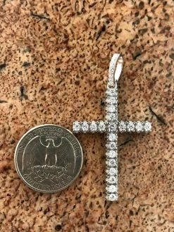 Real Solid 925 Silver Tennis Cross SUPER ICED Man Made Diamond W. Chain Men's 2" 15 Real Solid 925 Silver Tennis Cross SUPER ICED Man Made Diamond W. Chain Men's 2" -Harlem Bling Shop harlembling real solid 925 silver tennis cross super iced man made diamond w chain mens 2 08589.1664376064