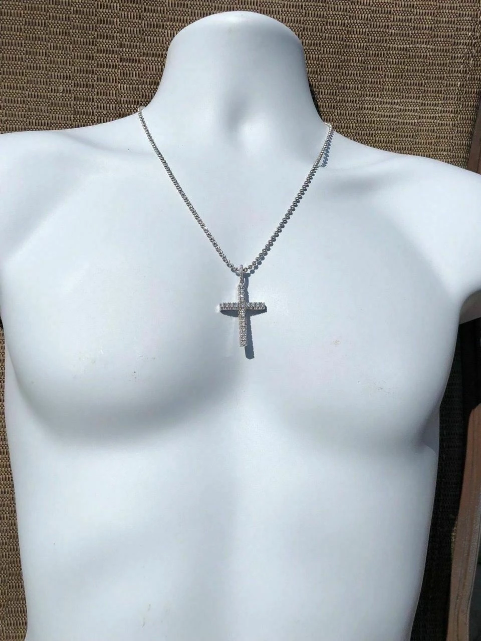 Real Solid 925 Silver Tennis Cross SUPER ICED Man Made Diamond W. Chain Men's 2" 10 Real Solid 925 Silver Tennis Cross SUPER ICED Man Made Diamond W. Chain Men's 2" - Image 8