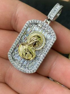 Real Solid 925 Silver Virgin Mary Iced Baguette Diamond DogTag Pendant Necklace 32 Real Solid 925 Silver Virgin Mary Iced Baguette Diamond DogTag Pendant Necklace -Harlem Bling Shop harlembling real solid 925 silver virgin mary iced baguette diamond dogtag pendant necklace 19763.1664386986