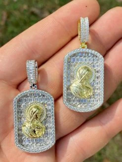 Real Solid 925 Silver Virgin Mary Iced Baguette Diamond DogTag Pendant Necklace 29 Real Solid 925 Silver Virgin Mary Iced Baguette Diamond DogTag Pendant Necklace -Harlem Bling Shop harlembling real solid 925 silver virgin mary iced baguette diamond dogtag pendant necklace 28616.1664375116