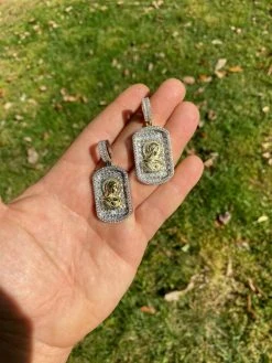 Real Solid 925 Silver Virgin Mary Iced Baguette Diamond DogTag Pendant Necklace 26 Real Solid 925 Silver Virgin Mary Iced Baguette Diamond DogTag Pendant Necklace -Harlem Bling Shop harlembling real solid 925 silver virgin mary iced baguette diamond dogtag pendant necklace 43448.1664371984