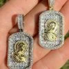 Real Solid 925 Silver Virgin Mary Iced Baguette Diamond DogTag Pendant Necklace 1 Real Solid 925 Silver Virgin Mary Iced Baguette Diamond DogTag Pendant Necklace -Harlem Bling Shop harlembling real solid 925 silver virgin mary iced baguette diamond dogtag pendant necklace 65791.1664382360
