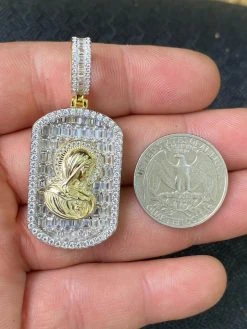 Real Solid 925 Silver Virgin Mary Iced Baguette Diamond DogTag Pendant Necklace 31 Real Solid 925 Silver Virgin Mary Iced Baguette Diamond DogTag Pendant Necklace -Harlem Bling Shop harlembling real solid 925 silver virgin mary iced baguette diamond dogtag pendant necklace 90967.1664382948
