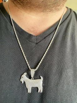 Real Solid 925 Sterling GOAT Pendant Bling Necklace Iced Gold Silver HipHop Mens 16 Real Solid 925 Sterling GOAT Pendant Bling Necklace Iced Gold Silver HipHop Mens -Harlem Bling Shop harlembling real solid 925 sterling goat pendant bling necklace iced gold silver hiphop mens 32618.1664382455