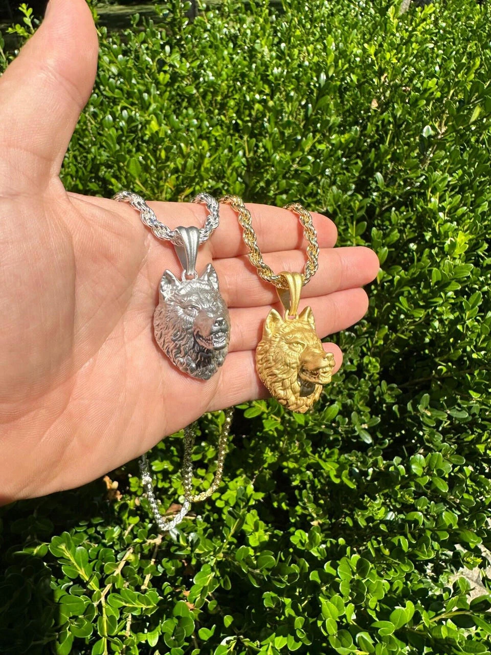 Real Solid 925 Sterling Silver / 14k Gold Wolf Head High Detailed Pendant Matte 22 Real Solid 925 Sterling Silver / 14k Gold Wolf Head High Detailed Pendant Matte - Image 20