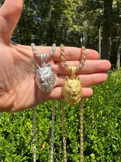 Real Solid 925 Sterling Silver / 14k Gold Wolf Head High Detailed Pendant Matte 39 Real Solid 925 Sterling Silver / 14k Gold Wolf Head High Detailed Pendant Matte -Harlem Bling Shop harlembling real solid 925 sterling silver 14k gold wolf head high detailed pendant matte 65508.1692406024