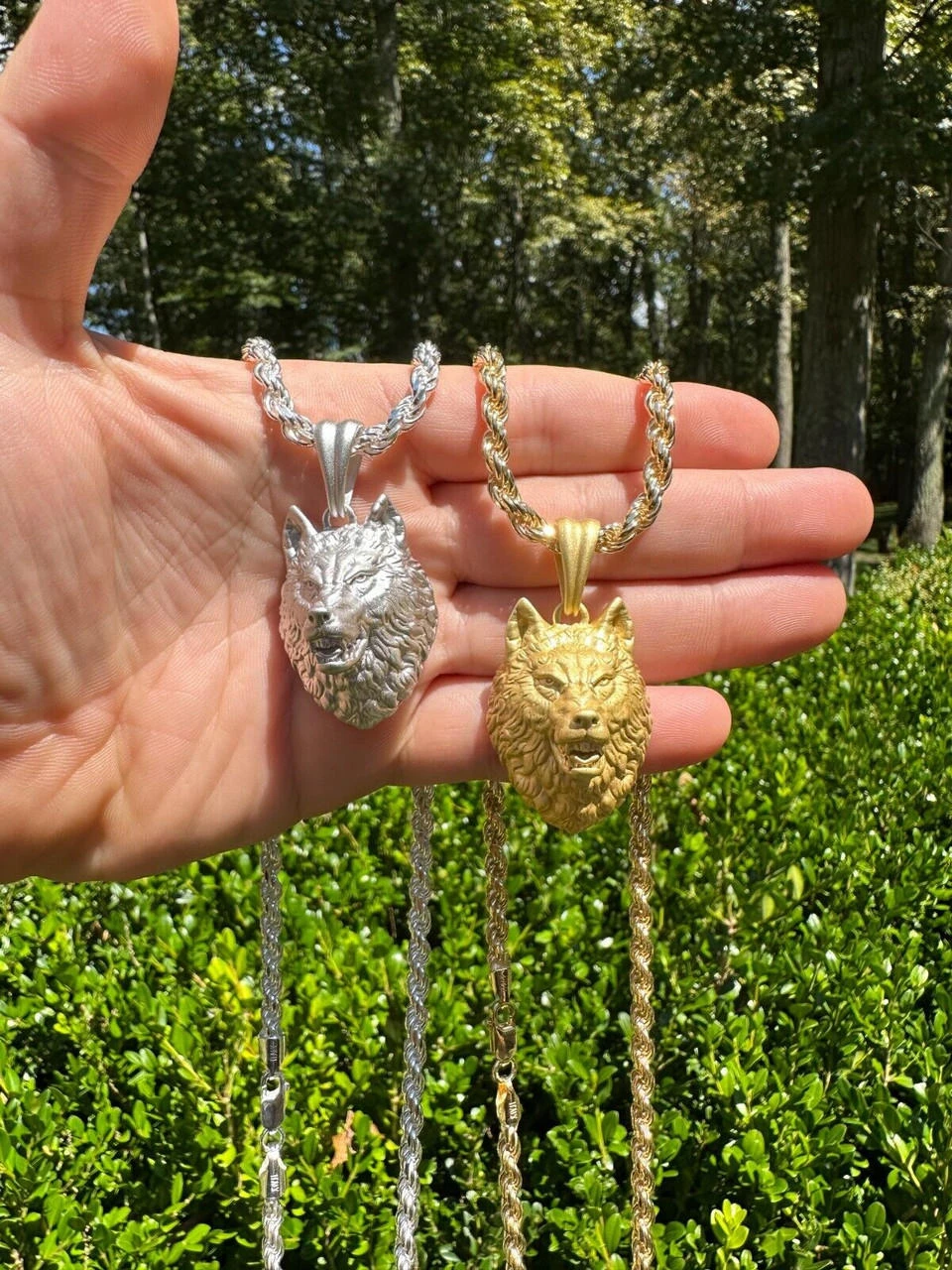 Real Solid 925 Sterling Silver / 14k Gold Wolf Head High Detailed Pendant Matte 20 Real Solid 925 Sterling Silver / 14k Gold Wolf Head High Detailed Pendant Matte - Image 18