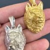 Real Solid 925 Sterling Silver / 14k Gold Wolf Head High Detailed Pendant Matte 1 Real Solid 925 Sterling Silver / 14k Gold Wolf Head High Detailed Pendant Matte -Harlem Bling Shop harlembling real solid 925 sterling silver 14k gold wolf head high detailed pendant matte 67634.1692406040