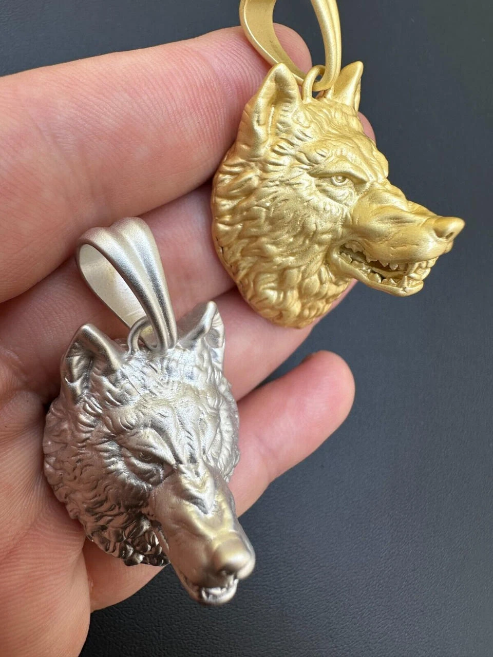 Real Solid 925 Sterling Silver / 14k Gold Wolf Head High Detailed Pendant Matte 19 Real Solid 925 Sterling Silver / 14k Gold Wolf Head High Detailed Pendant Matte - Image 17