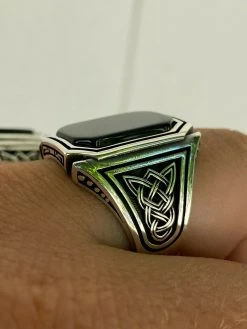 Real Solid 925 Sterling Silver Black Onyx Mens Large 25mm Signet Or Pinky Ring -Harlem Bling Shop harlembling real solid 925 sterling silver black onyx mens large 25mm signet or pinky ring 02130.1664388455