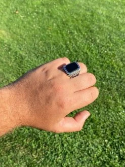 Real Solid 925 Sterling Silver Black Onyx Mens Large 25mm Signet Or Pinky Ring -Harlem Bling Shop harlembling real solid 925 sterling silver black onyx mens large 25mm signet or pinky ring 37141.1664388434