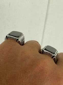 Real Solid 925 Sterling Silver Black Onyx Mens Large 25mm Signet Or Pinky Ring -Harlem Bling Shop harlembling real solid 925 sterling silver black onyx mens large 25mm signet or pinky ring 39125.1664394370