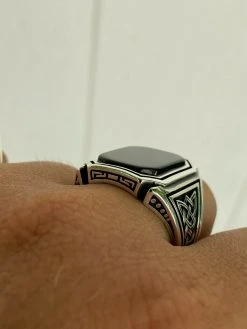 Real Solid 925 Sterling Silver Black Onyx Mens Large 25mm Signet Or Pinky Ring -Harlem Bling Shop harlembling real solid 925 sterling silver black onyx mens large 25mm signet or pinky ring 89065.1664400038