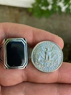Real Solid 925 Sterling Silver Black Onyx Mens Large 25mm Signet Or Pinky Ring -Harlem Bling Shop harlembling real solid 925 sterling silver black onyx mens large 25mm signet or pinky ring 99875.1664377806