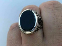 Real Solid 925 Sterling Silver Black Onyx Mens LARGE Signet Pinky Ring All Sizes -Harlem Bling Shop harlembling real solid 925 sterling silver black onyx mens large signet pinky ring all sizes 43838.1664373439
