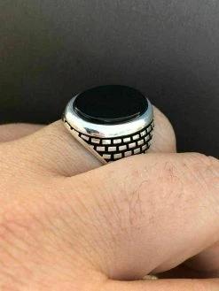 Real Solid 925 Sterling Silver Black Onyx Mens LARGE Signet Pinky Ring All Sizes -Harlem Bling Shop harlembling real solid 925 sterling silver black onyx mens large signet pinky ring all sizes 94518.1664383062