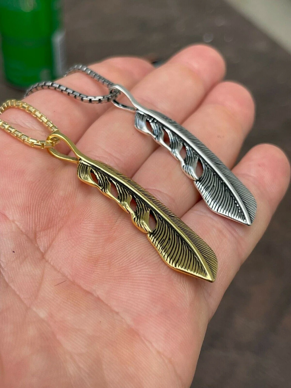 Real Solid 925 Sterling Silver Eagle Feather Pendant Necklace Gold Mens Womens 11 Real Solid 925 Sterling Silver Eagle Feather Pendant Necklace Gold Mens Womens - Image 9