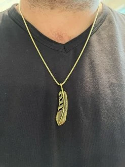 Real Solid 925 Sterling Silver Eagle Feather Pendant Necklace Gold Mens Womens 24 Real Solid 925 Sterling Silver Eagle Feather Pendant Necklace Gold Mens Womens -Harlem Bling Shop harlembling real solid 925 sterling silver eagle feather pendant necklace gold mens womens 69192.1664374067