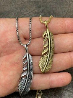 Real Solid 925 Sterling Silver Eagle Feather Pendant Necklace Gold Mens Womens 18 Real Solid 925 Sterling Silver Eagle Feather Pendant Necklace Gold Mens Womens -Harlem Bling Shop harlembling real solid 925 sterling silver eagle feather pendant necklace gold mens womens 81572.1664390143