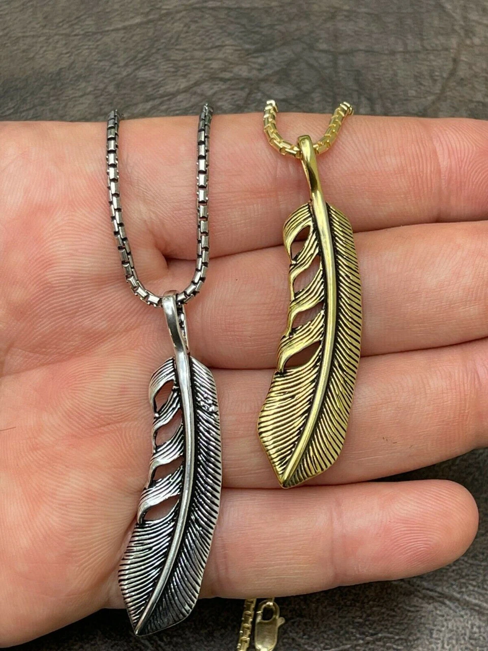 Real Solid 925 Sterling Silver Eagle Feather Pendant Necklace Gold Mens Womens 7 Real Solid 925 Sterling Silver Eagle Feather Pendant Necklace Gold Mens Womens - Image 5