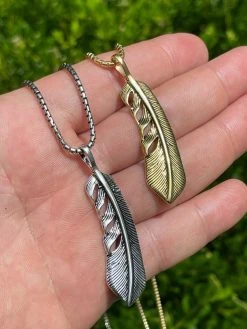 Real Solid 925 Sterling Silver Eagle Feather Pendant Necklace Gold Mens Womens 17 Real Solid 925 Sterling Silver Eagle Feather Pendant Necklace Gold Mens Womens -Harlem Bling Shop harlembling real solid 925 sterling silver eagle feather pendant necklace gold mens womens 94069.1664371965
