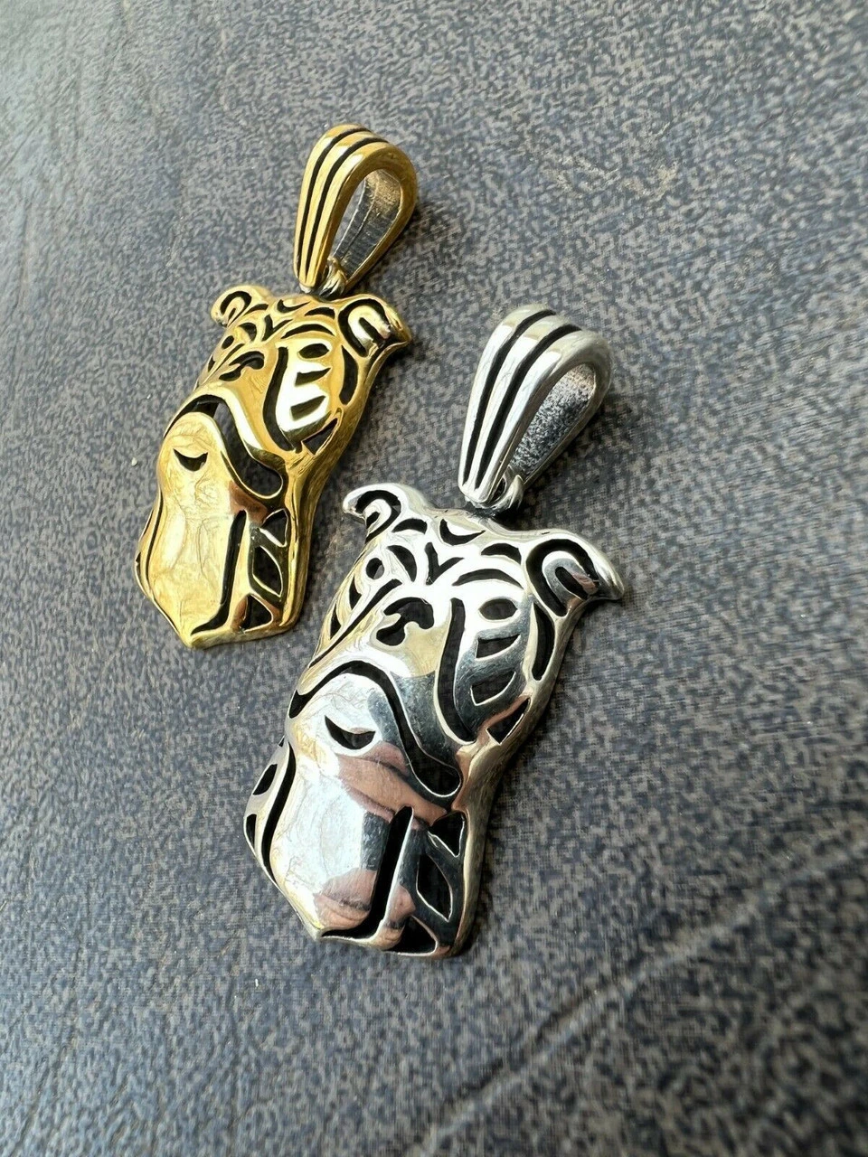 Real Solid 925 Sterling Silver / Gold Bulldog Bull Terrier Dog Pendant Necklace 4 Real Solid 925 Sterling Silver / Gold Bulldog Bull Terrier Dog Pendant Necklace - Image 2