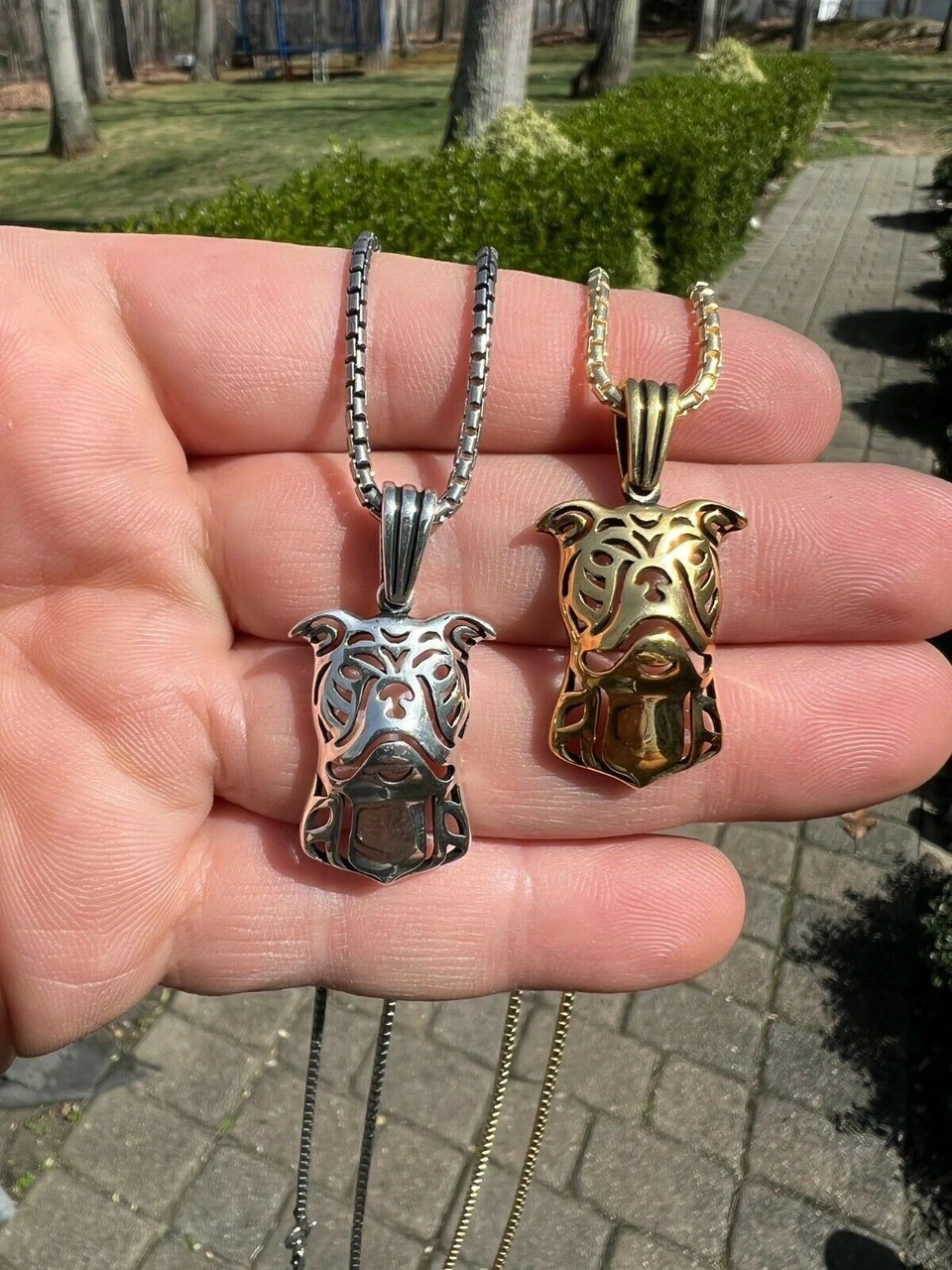 Real Solid 925 Sterling Silver / Gold Bulldog Bull Terrier Dog Pendant Necklace 9 Real Solid 925 Sterling Silver / Gold Bulldog Bull Terrier Dog Pendant Necklace - Image 7