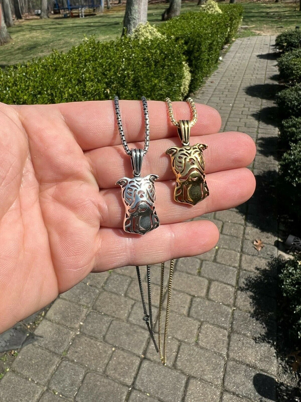 Real Solid 925 Sterling Silver / Gold Bulldog Bull Terrier Dog Pendant Necklace 13 Real Solid 925 Sterling Silver / Gold Bulldog Bull Terrier Dog Pendant Necklace - Image 11