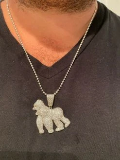 Real Solid 925 Sterling Silver Gold Gorilla Pendant Ape Necklace Iced Diamond 23 Real Solid 925 Sterling Silver Gold Gorilla Pendant Ape Necklace Iced Diamond -Harlem Bling Shop harlembling real solid 925 sterling silver gold gorilla pendant ape necklace iced diamond 33915.1664373401