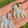 Real Solid 925 Sterling Silver Gold Gorilla Pendant Ape Necklace Iced Diamond