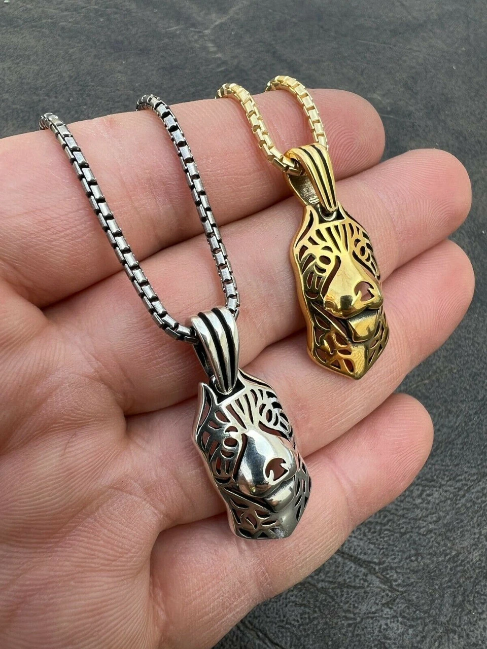 Real Solid 925 Sterling Silver / Gold Pit Bull Dog Cane Corso Pendant Necklace 5 Real Solid 925 Sterling Silver / Gold Pit Bull Dog Cane Corso Pendant Necklace - Image 3