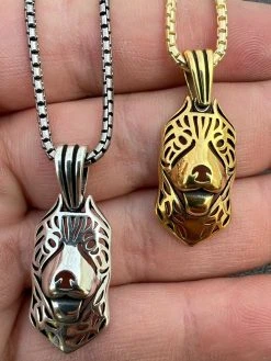 Real Solid 925 Sterling Silver / Gold Pit Bull Dog Cane Corso Pendant Necklace