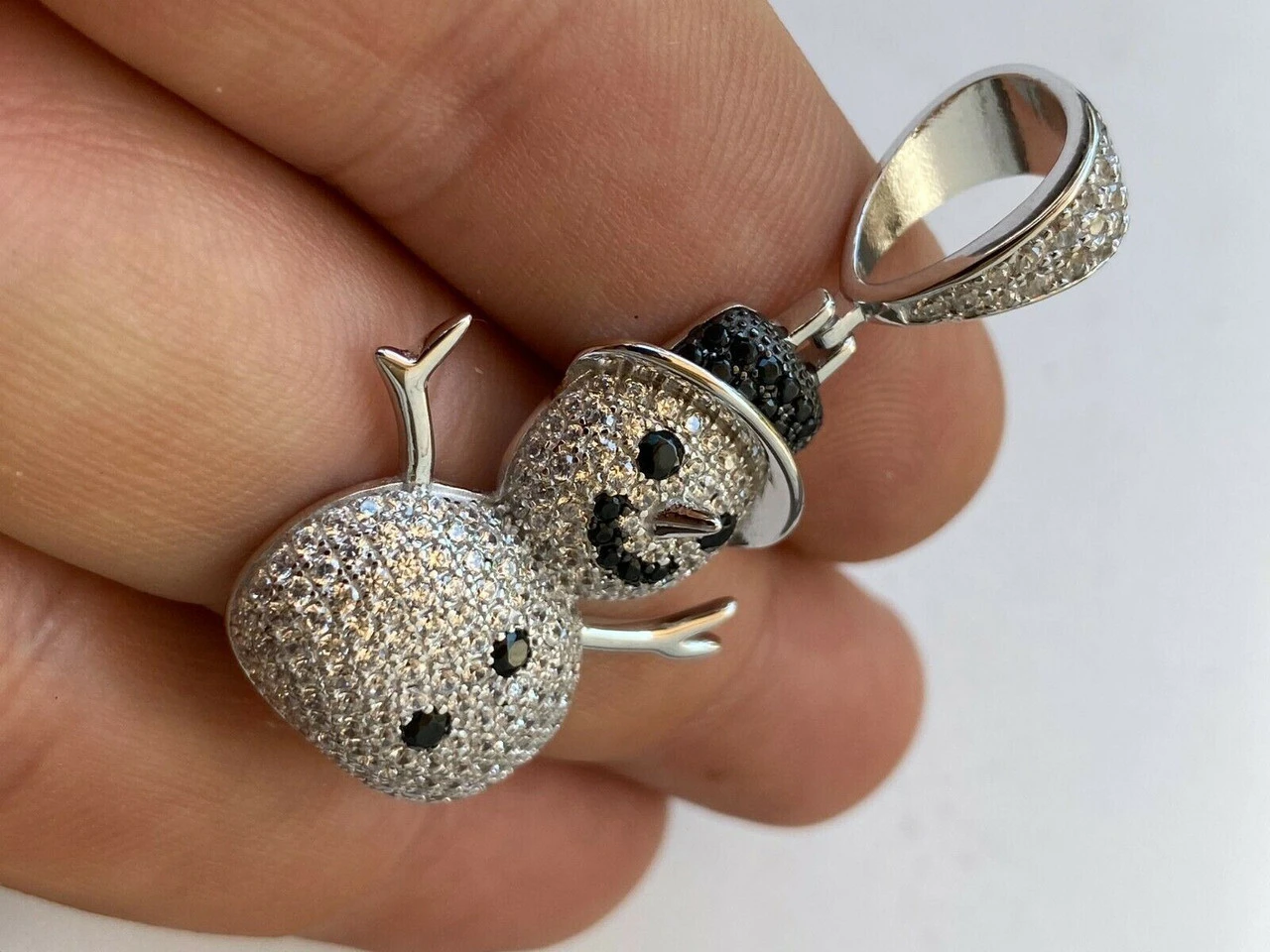 Real Solid 925 Sterling Silver Hip Hop Pendant Necklace Snowman Frosty Emoji ⛄ 14 Real Solid 925 Sterling Silver Hip Hop Pendant Necklace Snowman Frosty Emoji ⛄ - Image 12