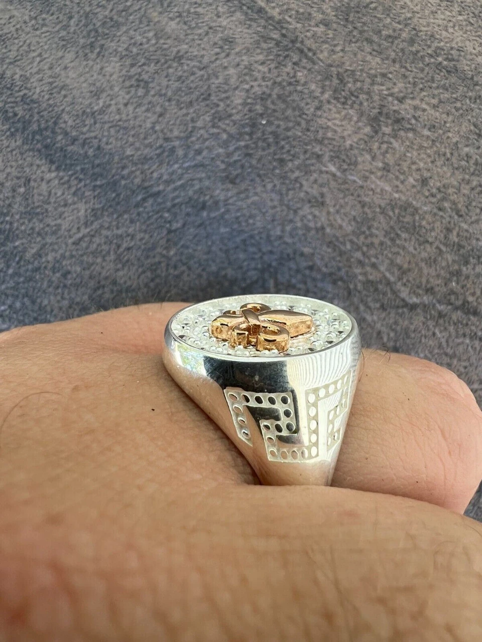 Real Solid 925 Sterling Silver Iced CZ Pinky Ring Hip Hop French Fleur De Lis 13 Real Solid 925 Sterling Silver Iced CZ Pinky Ring Hip Hop French Fleur De Lis - Image 11