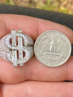 Real Solid 925 Sterling Silver Men's Hip Hop Dollar Sign $ Iced Pimped Out Ring -Harlem Bling Shop harlembling real solid 925 sterling silver mens hip hop dollar sign dollar iced pimped out ring 20639.1664382908