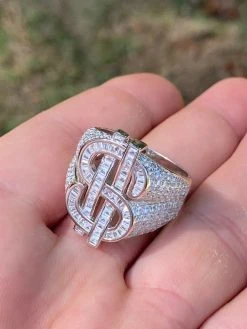Real Solid 925 Sterling Silver Men's Hip Hop Dollar Sign $ Iced Pimped Out Ring -Harlem Bling Shop harlembling real solid 925 sterling silver mens hip hop dollar sign dollar iced pimped out ring 95502.1664387404