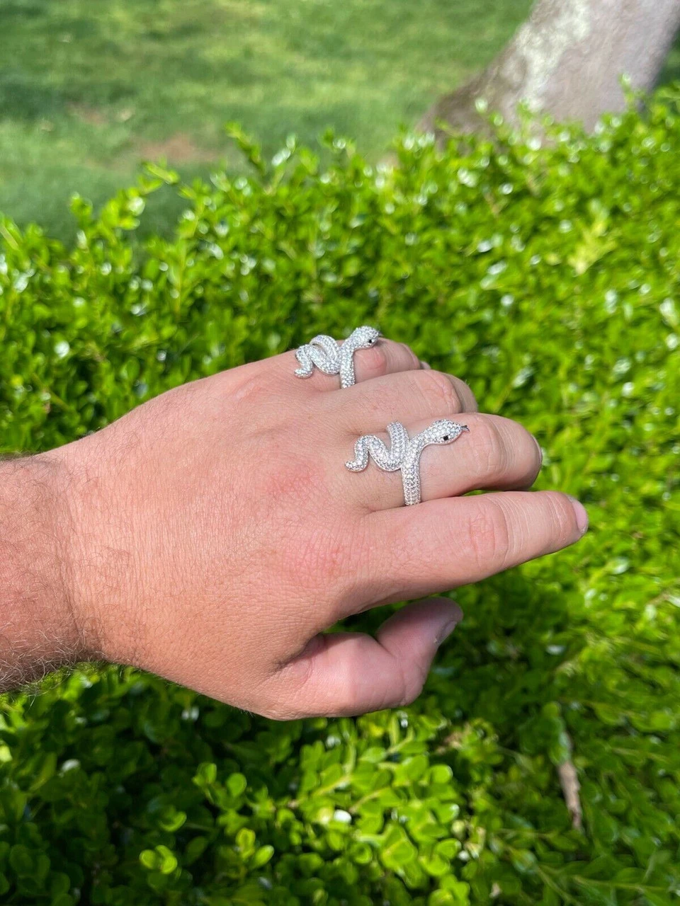 Real Solid 925 Sterling Silver Mens Ladies Snake Cobra Iced Diamond Ring Hip Hop 8 Real Solid 925 Sterling Silver Mens Ladies Snake Cobra Iced Diamond Ring Hip Hop - Image 6