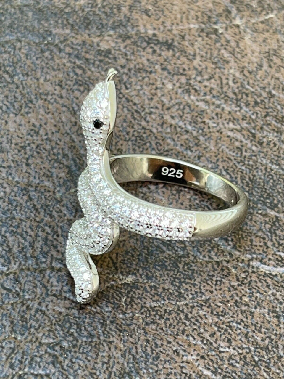 Real Solid 925 Sterling Silver Mens Ladies Snake Cobra Iced Diamond Ring Hip Hop 12 Real Solid 925 Sterling Silver Mens Ladies Snake Cobra Iced Diamond Ring Hip Hop - Image 10