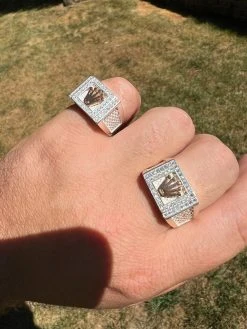 Real Solid 925 Sterling Silver W. 14k Rose Gold Iced Out Crown Diamond Pinky Ring Hip Hop 19 Real Solid 925 Sterling Silver W. 14k Rose Gold Iced Out Crown Diamond Pinky Ring Hip Hop -Harlem Bling Shop harlembling real solid 925 sterling silver w 14k rose gold iced out crown diamond pinky ring hip hop 41110.1664302397