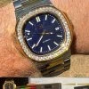 Real Stainless & 14k Gold Iced 2ct Moissanite Watch Blue Face Pass Diamond Test -Harlem Bling Shop harlembling real stainless and 14k gold iced 2ct moissanite watch blue face pass diamond test 12189.1664299910