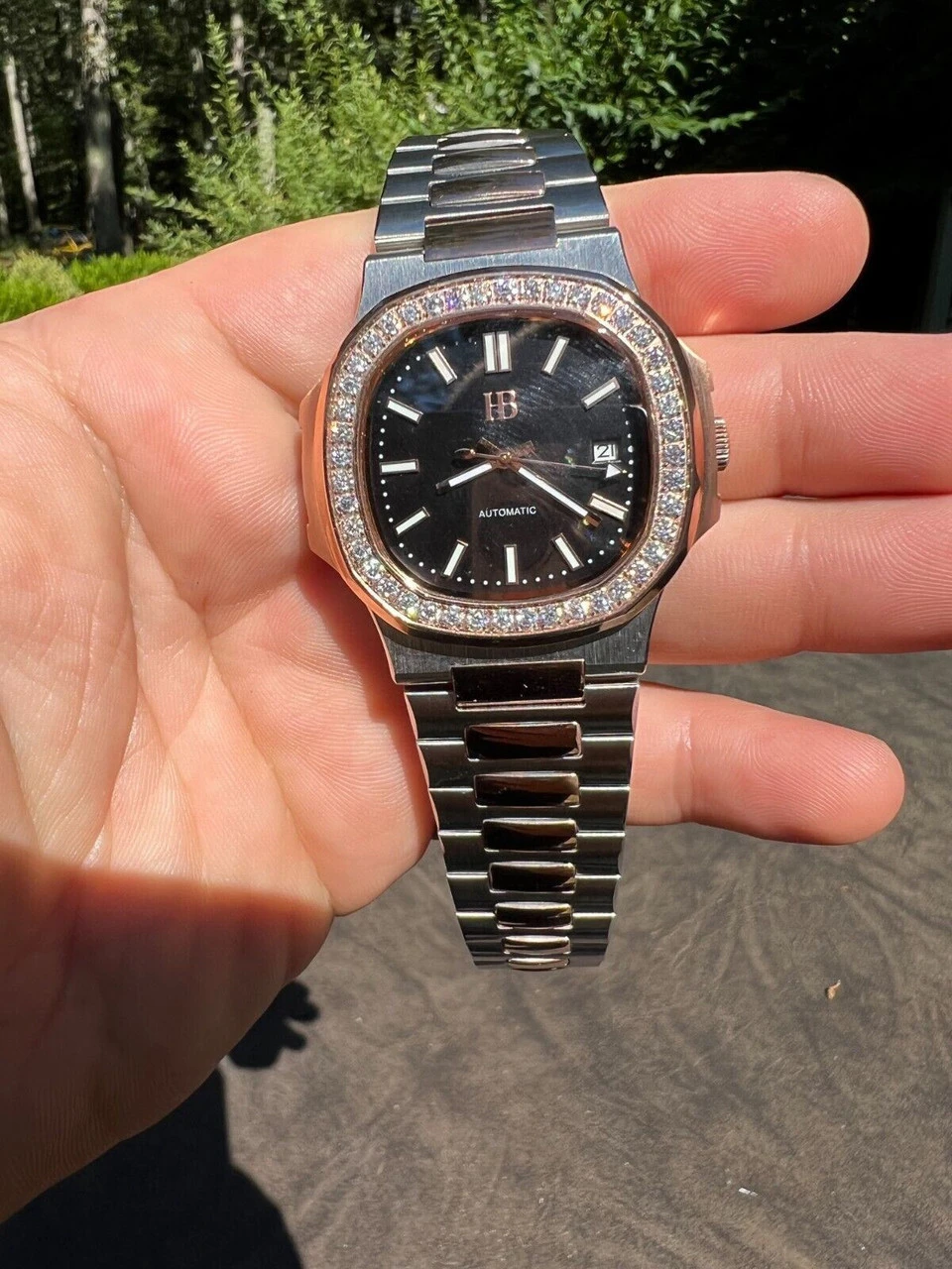 Real Stainless & 14k Rose Gold Iced 2ct Moissanite Plain Watch Pass Diamond Test 13 Real Stainless & 14k Rose Gold Iced 2ct Moissanite Plain Watch Pass Diamond Test - Image 11