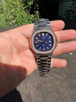 Real Stainless & 14k Rose Gold Iced 2ct Moissanite Plain Watch - Skeleton Back -Harlem Bling Shop harlembling real stainless and 14k rose gold iced 2ct moissanite plain watch skeleton back 83307.1664300771